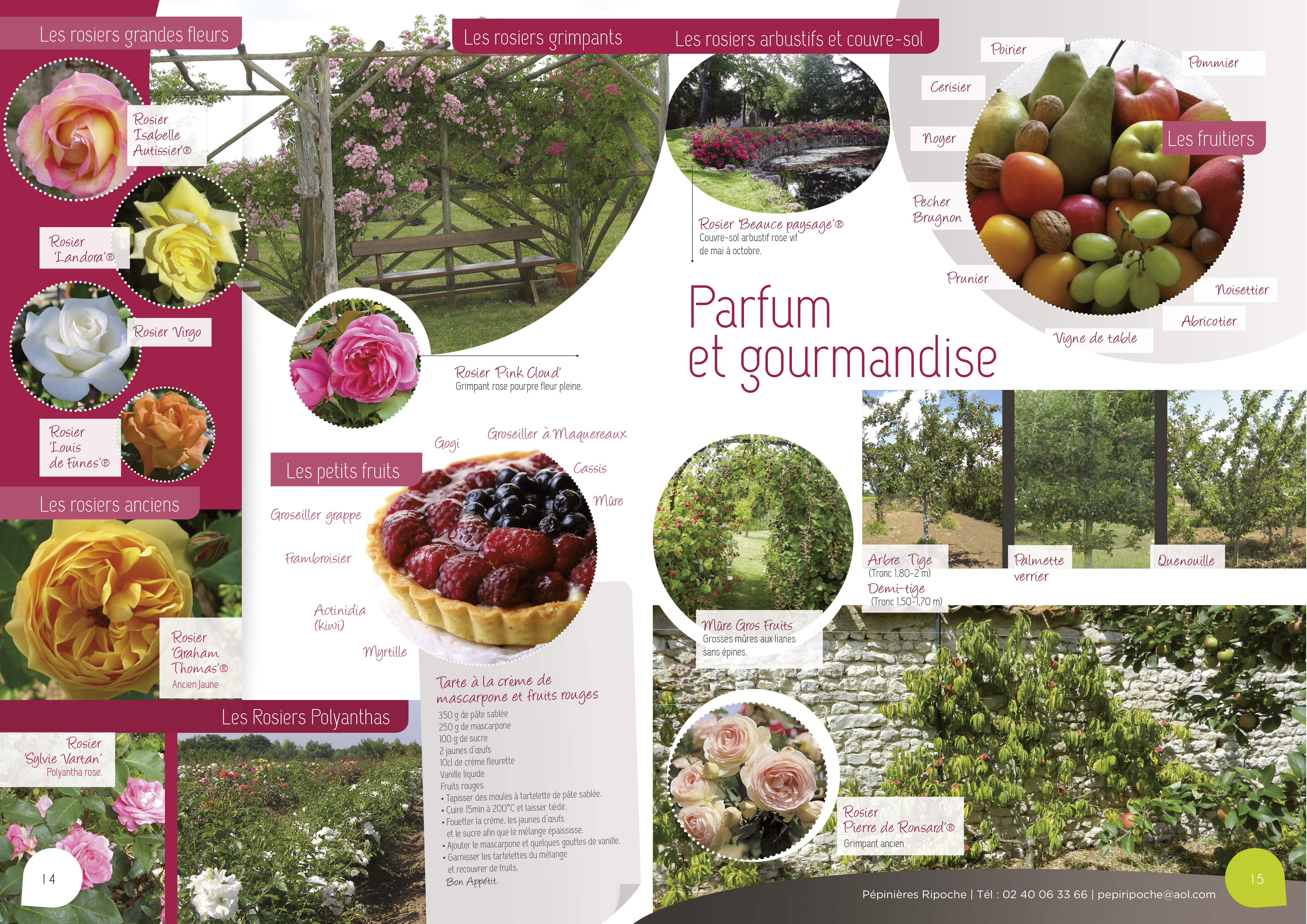 Parfum et gourmandise, Arbres fruitiers, Petits fruits et Rosiers