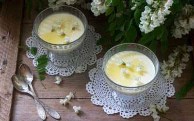 Panna Cotta aux fleurs de Glycine blanche